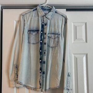 Casual Light Blue Denim Shirt for Men